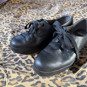 Camper Black Leather Platform Oxfords